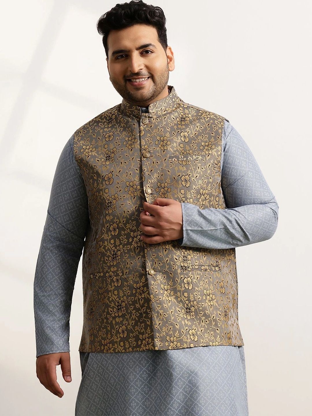 SOJANYA PLUS Woven Design Brocade Nehru Jackets