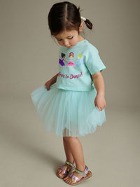 YK Girls Printed T-shirt With Skirt