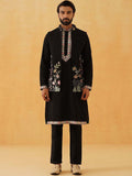 SOJANYA LUXE Floral Yoke Design Thread Work Cotton Silk Kurta With Trousers & Nehru jacket