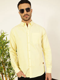 Thomas Scott Men Premium Button-Down Collar Solid Pure Cotton Slim Fit Casual Shirt