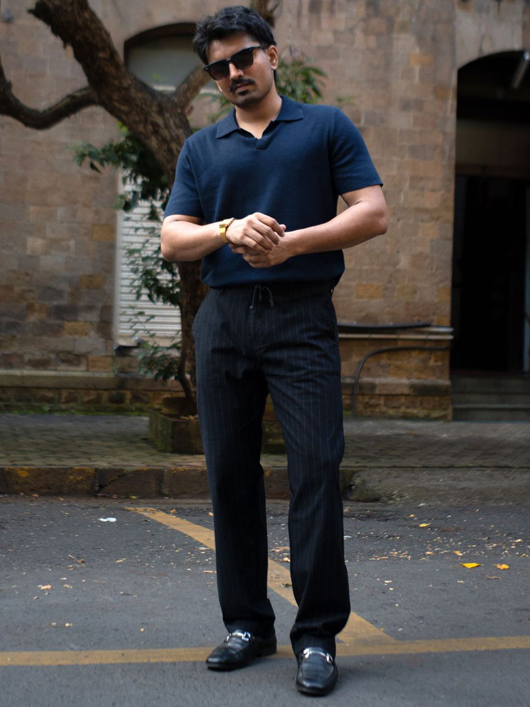 Powerlook Striped Pure Cotton Trouser