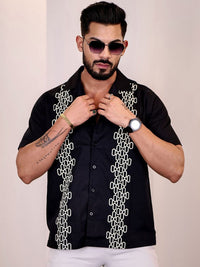 Baju Kasual Kapas Kolar Cuba Eszett Geometric Printed