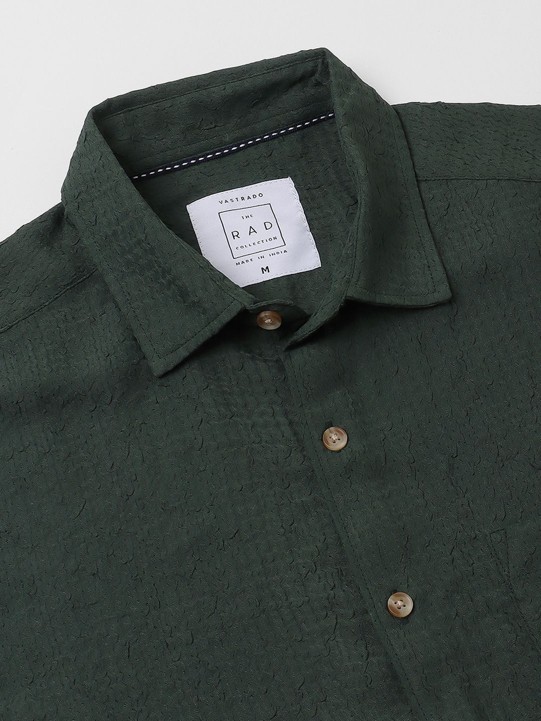 VASTRADO Men Classic Spread Collar Textured Slim Fit Casual Shirt