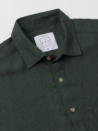 VASTRADO Men Classic Spread Collar Textured Slim Fit Casual Shirt