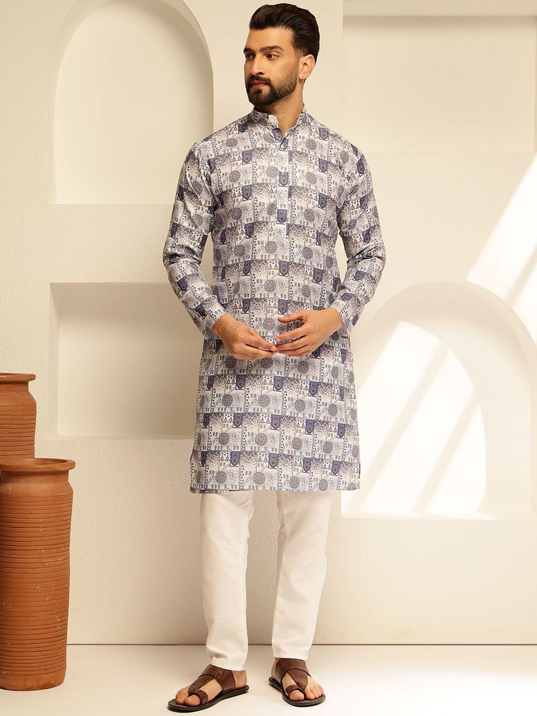 SOJANYA Motif Etnik Printed Cotton Straight Kurta