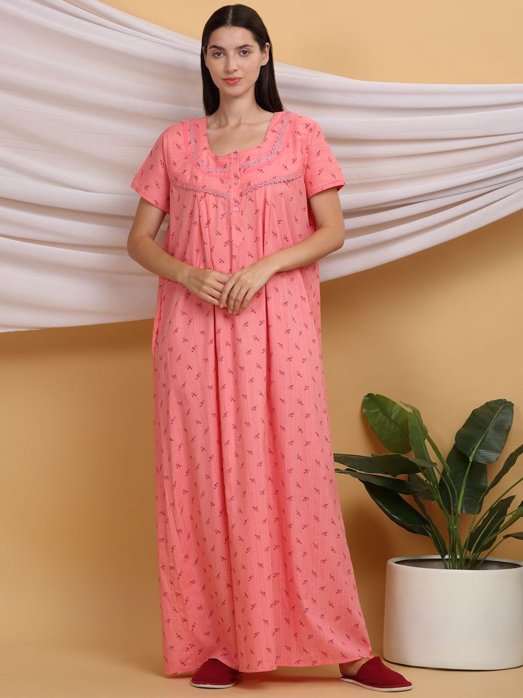 Sweet Dreams Printed Pure Cotton Maxi Nightdress
