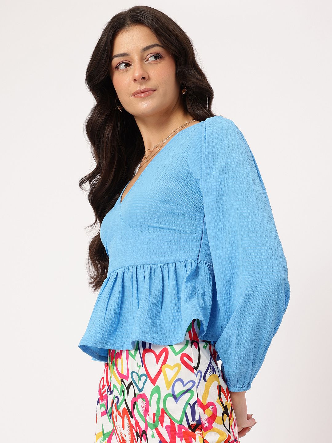 DressBerry Timeless Textures Seersucker Peplum Top