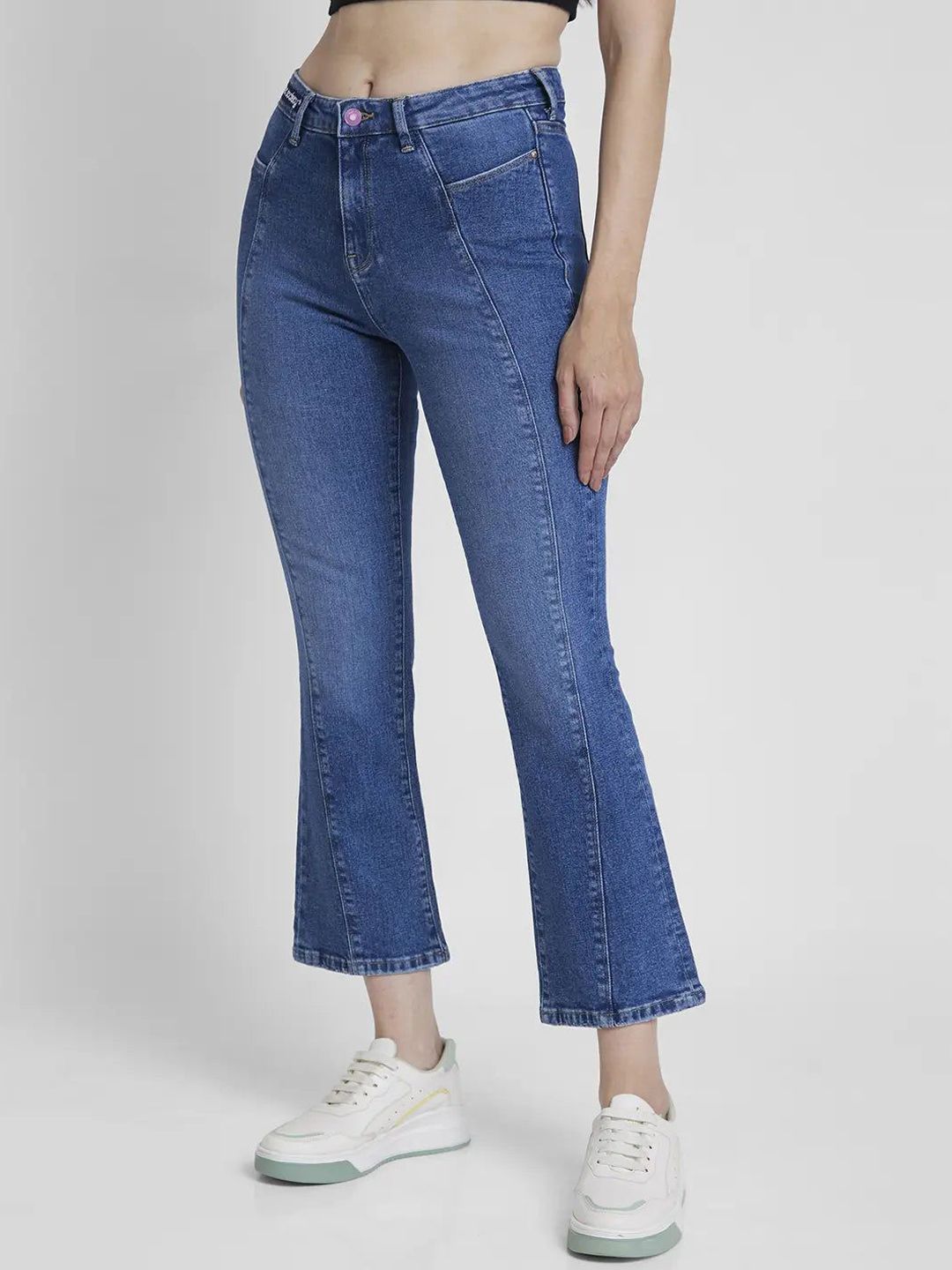 SPYKAR Women Bootcut High-Rise Low Distress Light Fade Stretchable Jeans