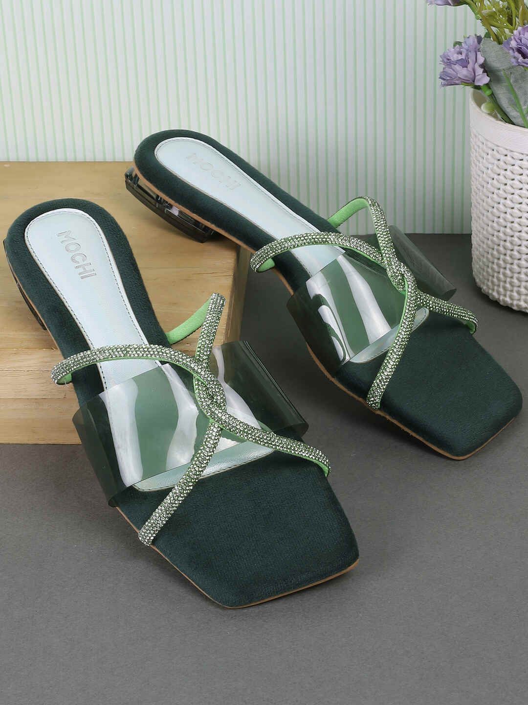 Mochi Women Western - Embellished Open Toe Flats