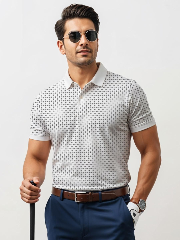 ADRO Men White Cotton Tshirts