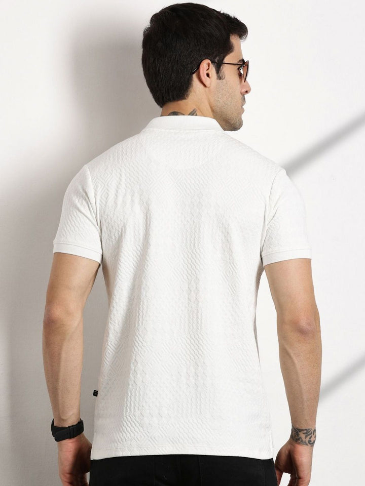 Thomas Scott Men Self Design Polo Collar T-shirt