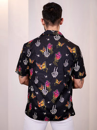 Eszett Conversational Printed Spread Collar Pure Cotton Casual Shirt