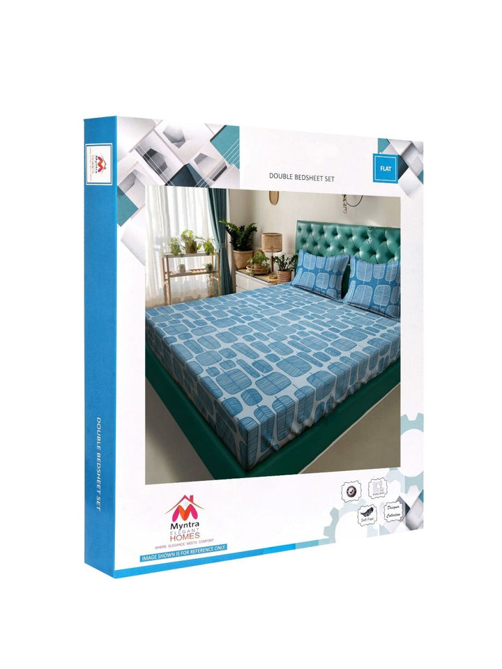 Myntra Elegant Homes Turquoise Blue Printed 300 TC King Bedsheet Set 2.50 m x 2.20m