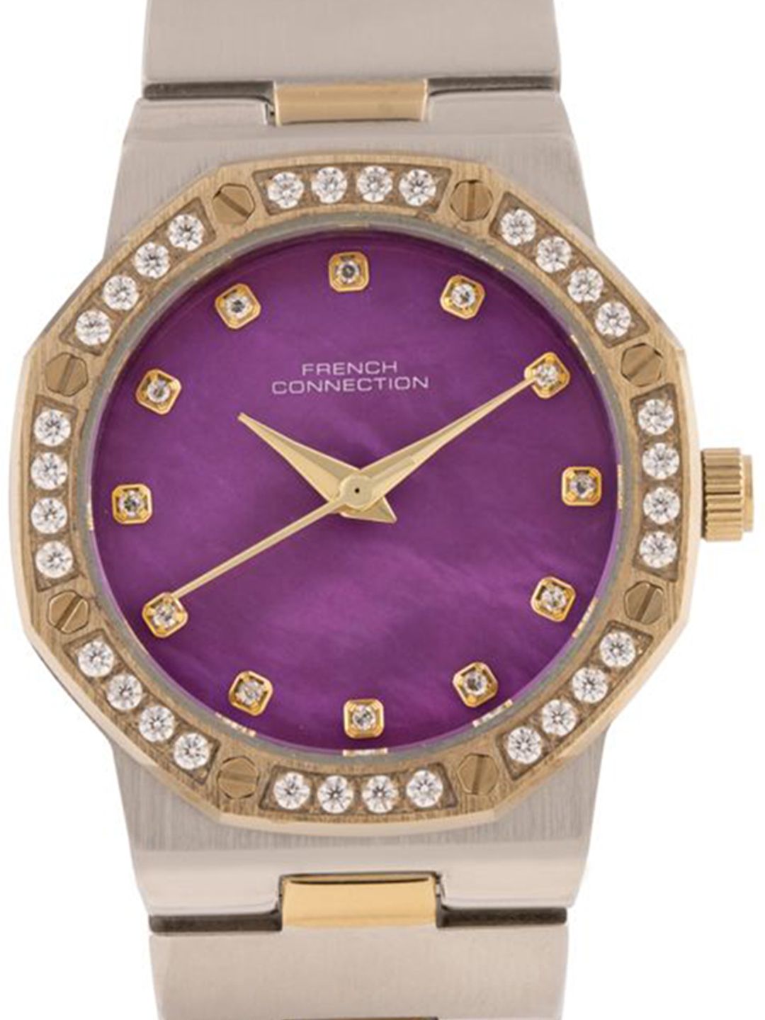 French Connection Women Embellished Dial & Stainless Steel Bracelet Style Straps Analogue Watch FCH13TM-P