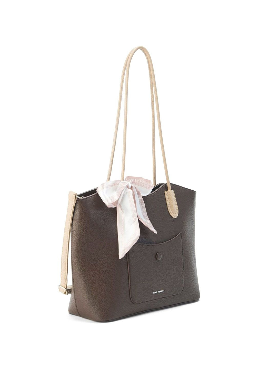 Lino Perros Colourblocked Oversized Bucket Tote Bag with Bow Detail