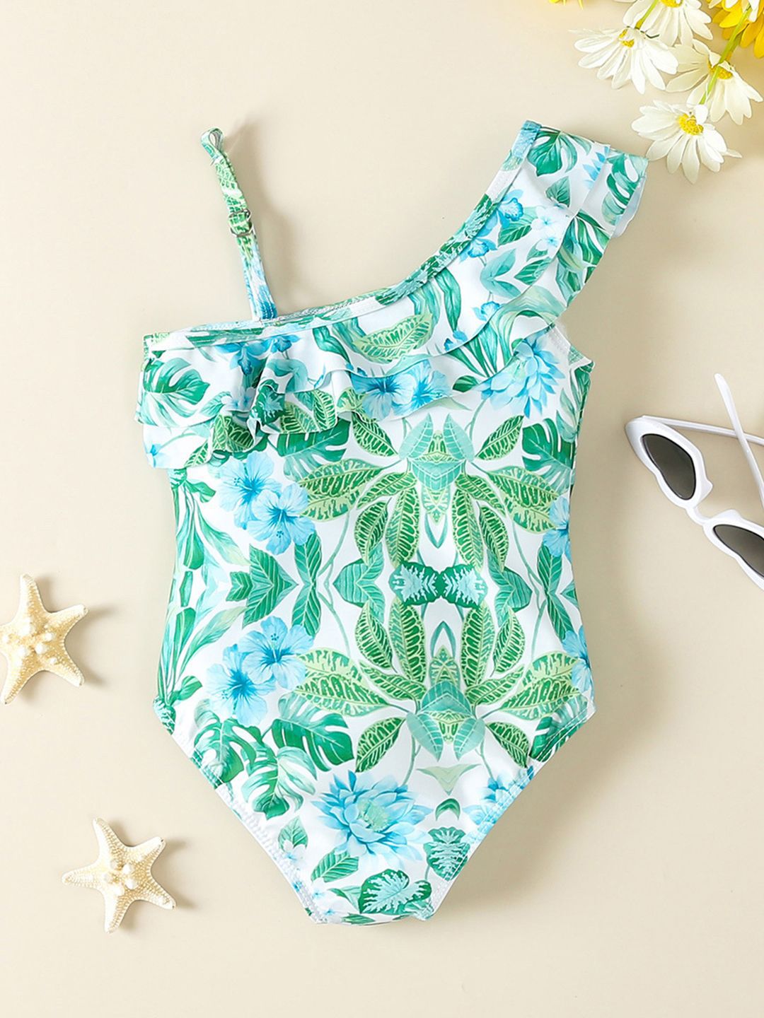 YK Girls Printed Swimwear Bodysuit