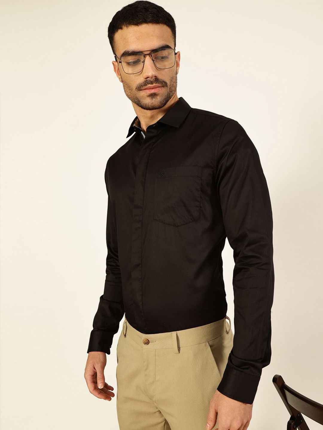 Thomas Scott Men Premium Cutaway Collar Solid Cotton Formal Shirt