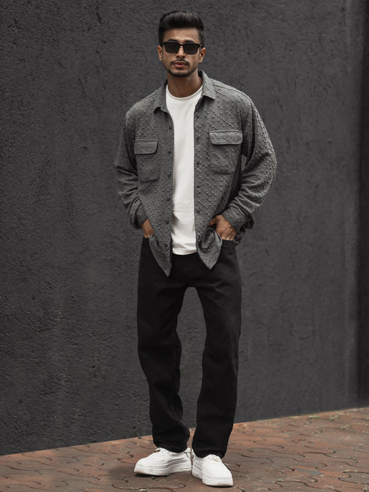 Powerlook Men Spread Collar Textured Regular Fit Casual Shirt