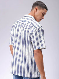 The Indian Garage Co Men Relaxed Fit Striped Textured Resortwear Shirt