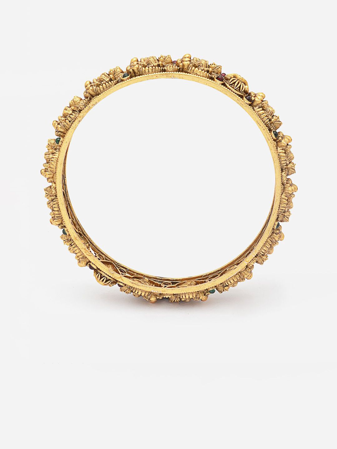 PANASH Set Of 2 24 CT Gold-Plated AD-Studded Antique Bangles