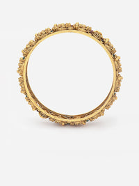 PANASH Set Of 2 24 CT Gold-Plated AD-Studded Antique Bangles