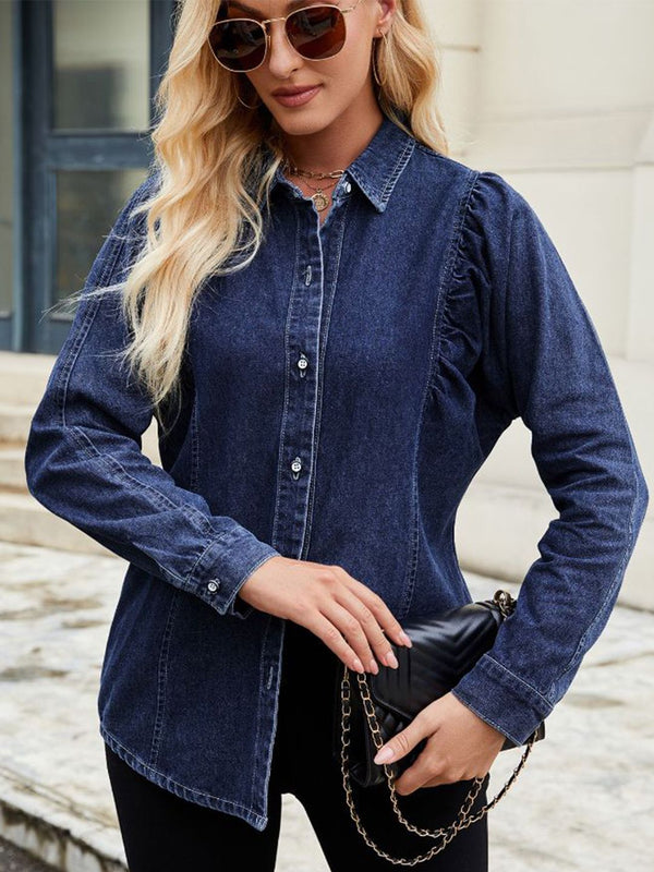 all about you Women Oversized Fit Solid Spread Collar Cotton Casual Shirt