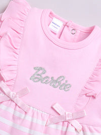 Moms Love Infants Girls Striped Pure Cotton Rompers With Ruffle Detail