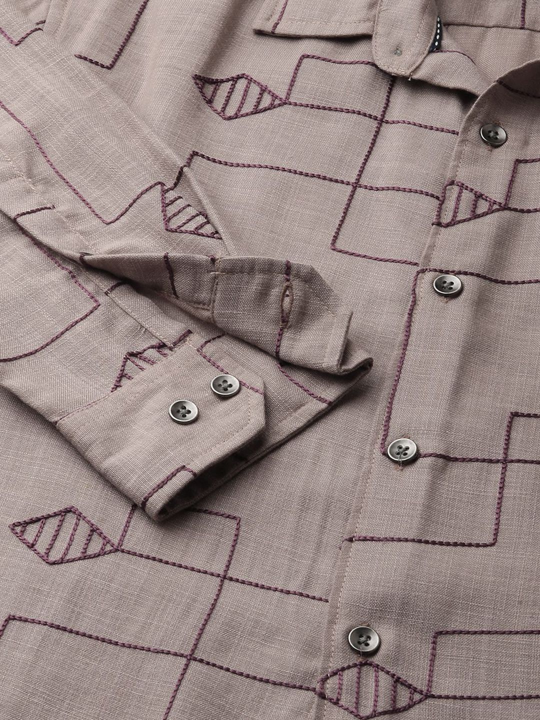VASTRADO Men Classic Diamond Maze Embroidered Slim Fit Casual Shirt