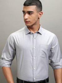 Highlander Men Light Grey Solid Slim Fit  Formal Shirt