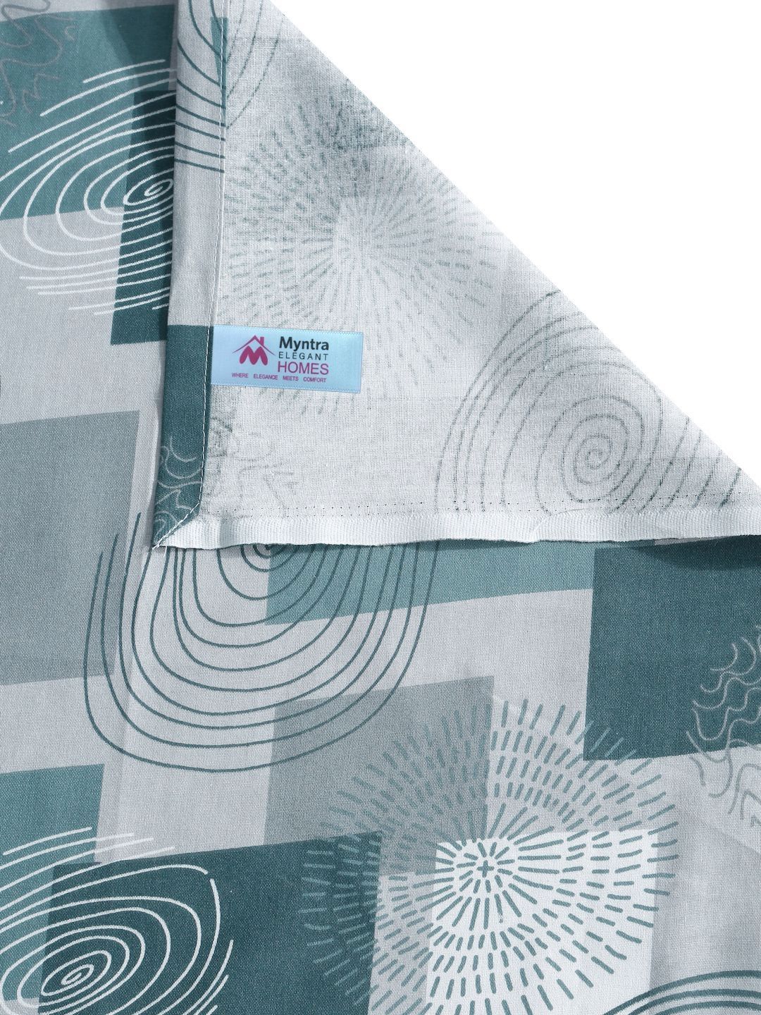 Myntra Elegant Homes Hijau Kapas Geometrik 400 TC Set Cadar King 2.50 m x 2.25 m