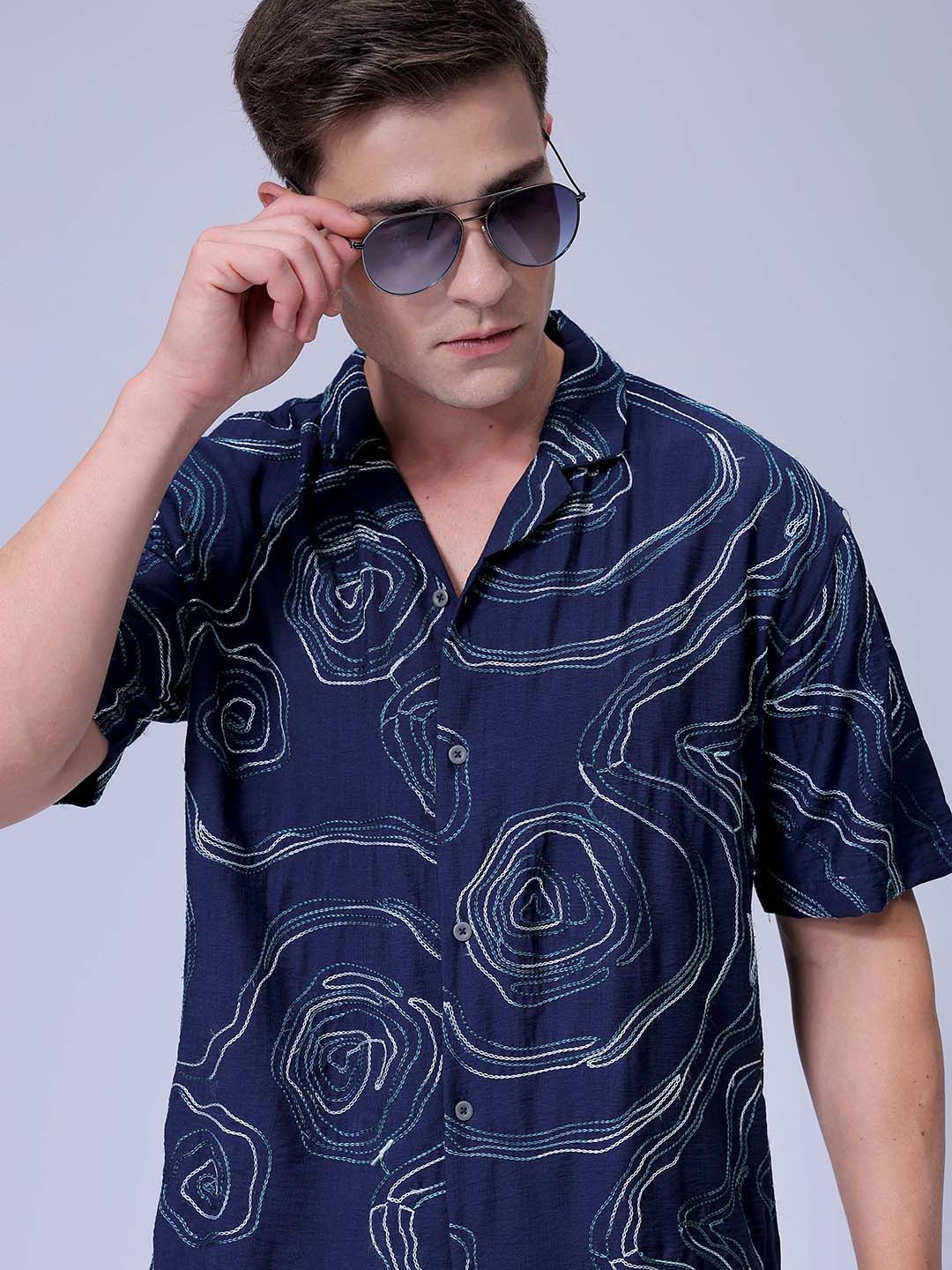 The Indian Garage Co Men Relaxed Fit Embroidery Resortwear Shirt