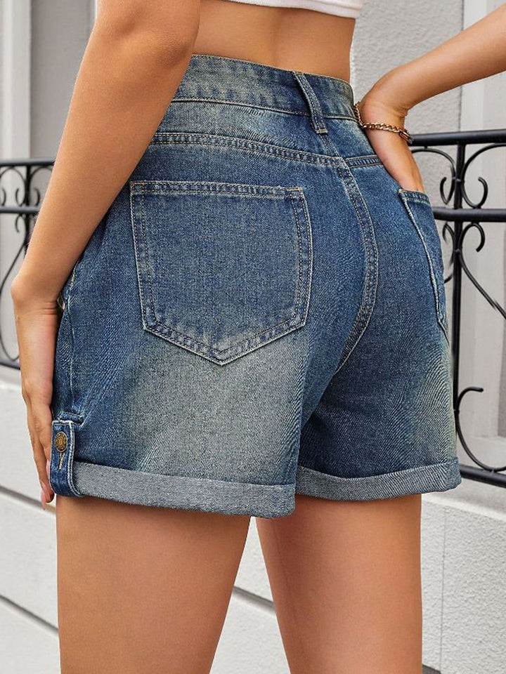DressBerry Women Washed Slim Fit Denim Denim Shorts Technology