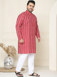 SOJANYA PLUS Motif Etnik Bersulam Kolar Jalur Kurta Lurus Dengan Piyama