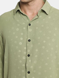 Campus Sutra Men Comfort Spread Collar Polka Dots Casual Shirt