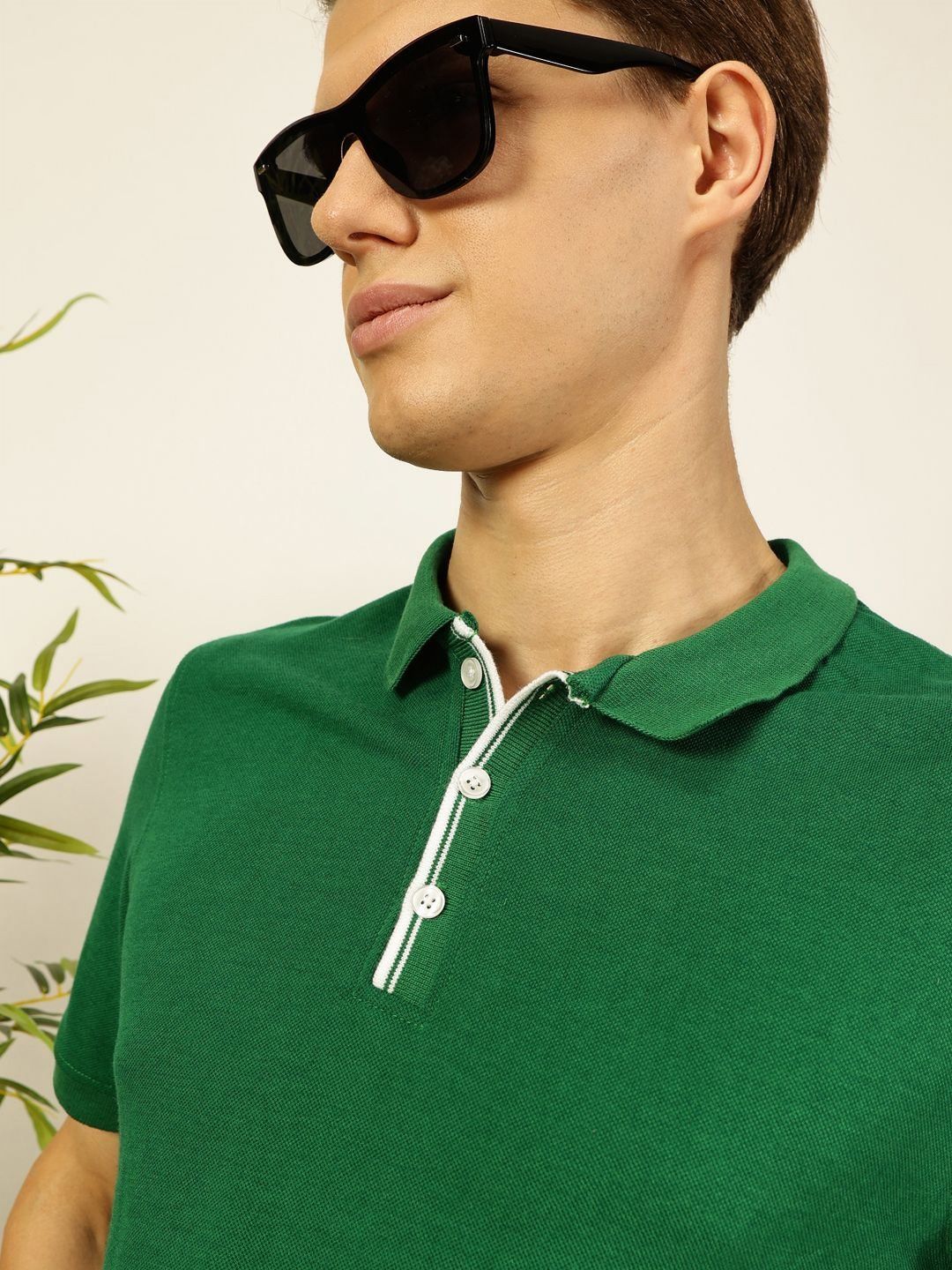 Thomas Scott Men Solid Polo Collar Cotton T-shirt