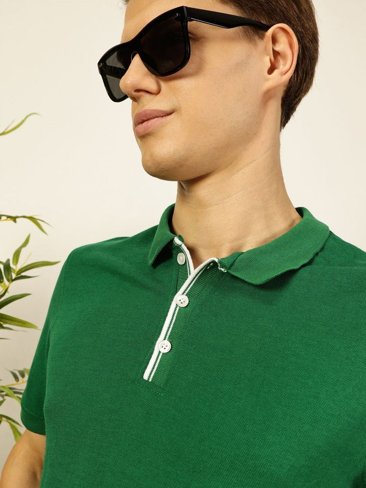 Thomas Scott Men Solid Polo Collar Cotton T-shirt