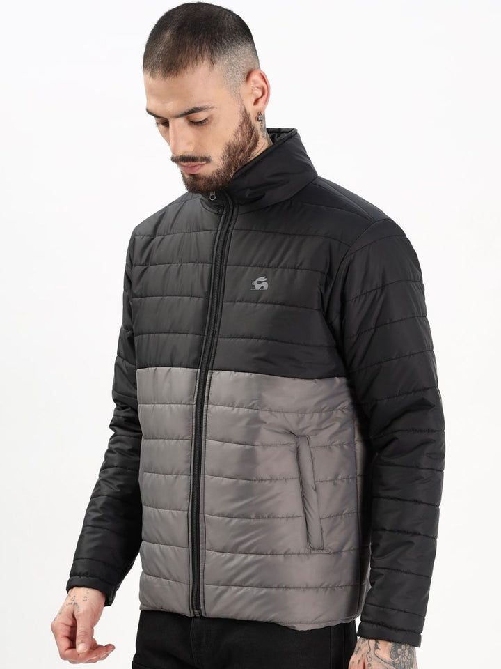 ADRO Men Colourblocked Windcheater Bomber dengan Jaket Patchwork