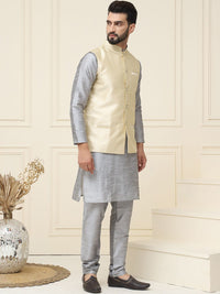SOJANYA Mandarin Collar Kurta With Churidar & Nehru jacket