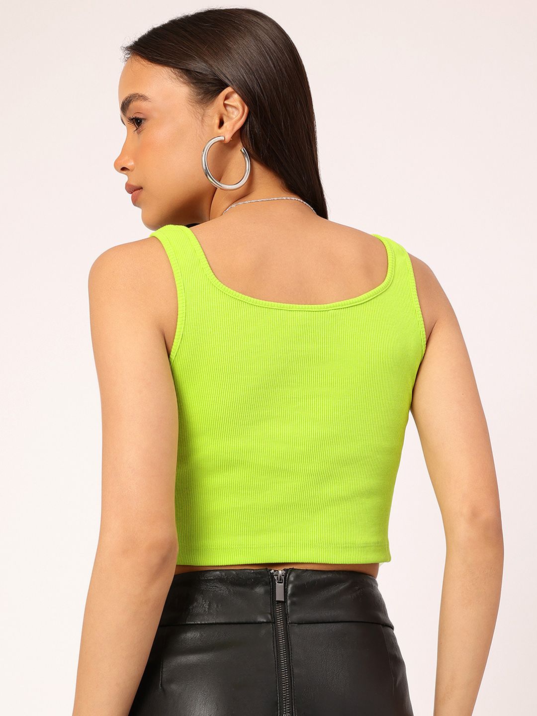 DressBerry Ruffle Net Fitted Crop Top