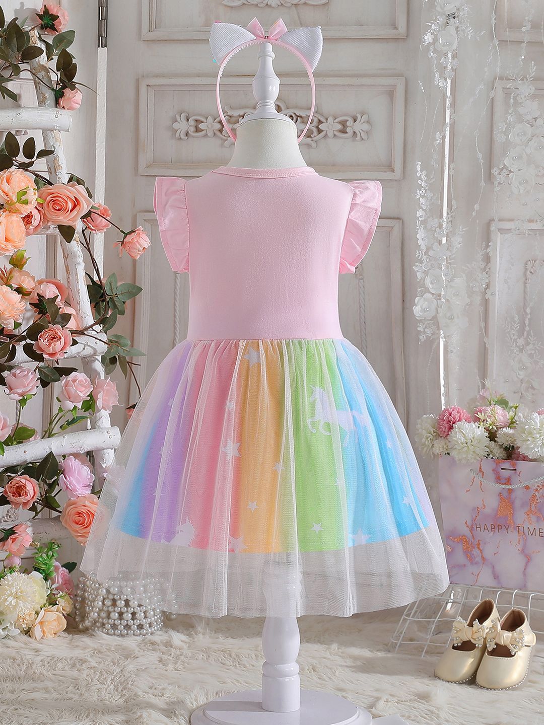 YK Print Fit & Flare Dress