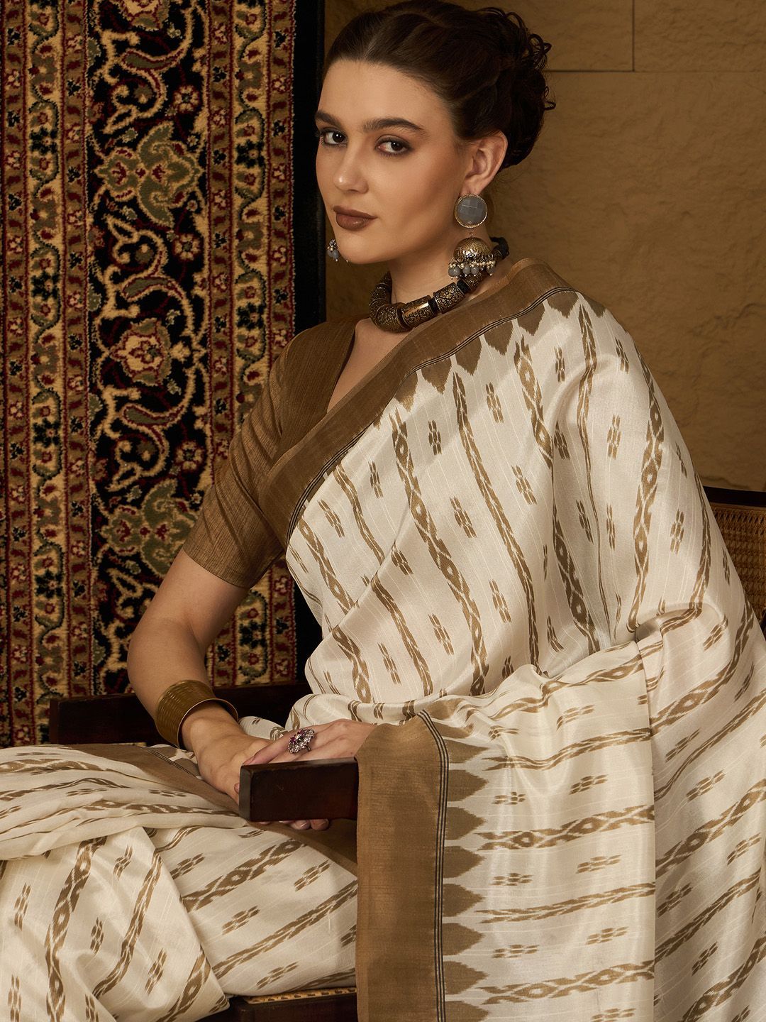 Saree mall Silk Blend Designer Ikat Sarees