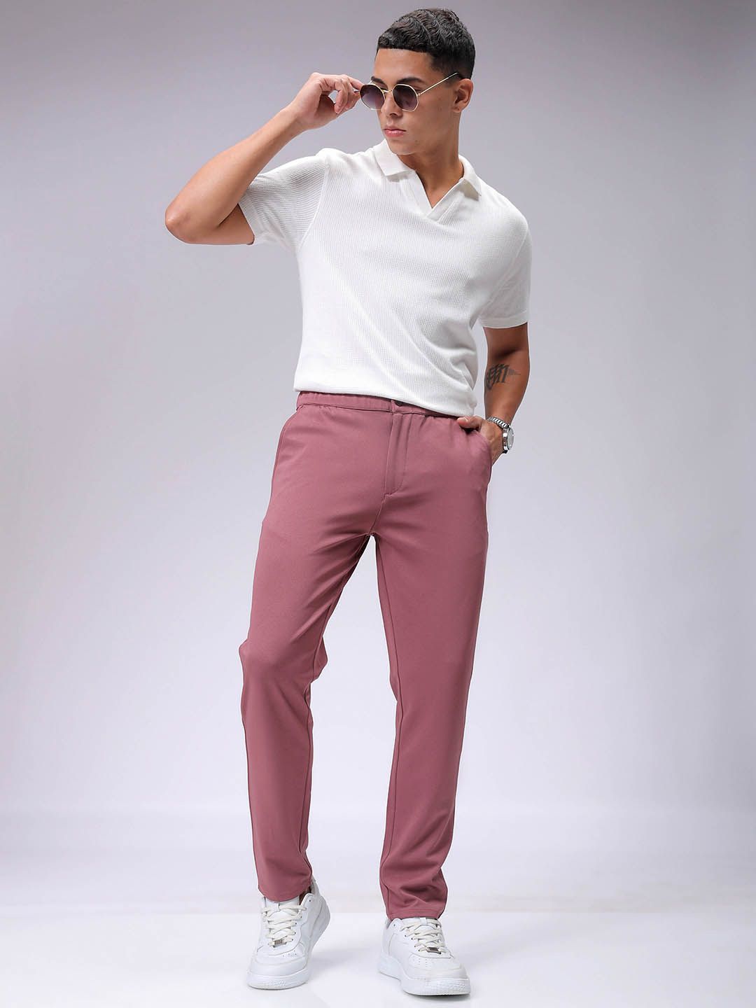 The Indian Garage Co. X Luxe Men Textured Slim Fit Trousers