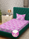 Myntra Elegant Homes Purple Printed Cotton 400 TC Set Cadar Bujang Dilengkapi-2.25mX1.50m