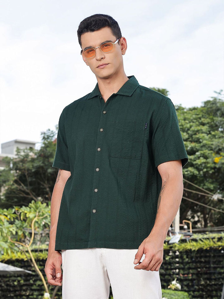 Thomas Scott Men's Premium Seersucker Cotton Casual Shirt