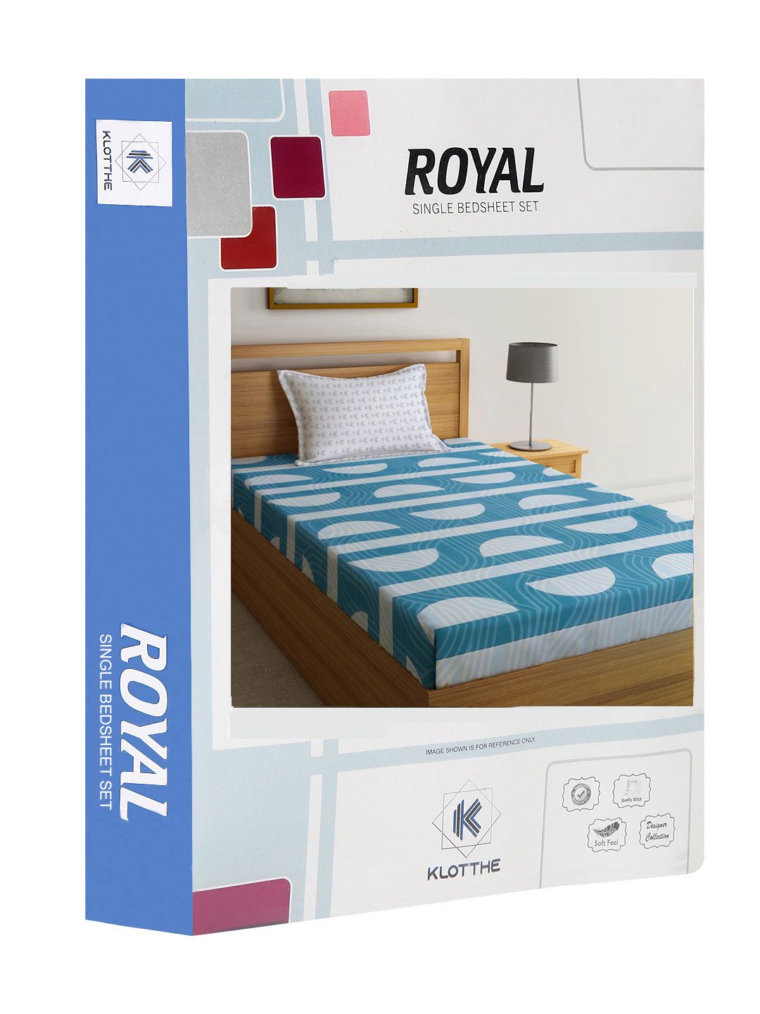 KLOTTHE Blue & White Geometric Printed 300TC Single Bedsheet With 1 Pillow Cover