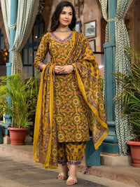KALINI Floral Printed V Neck Straight Kurta With Salwar & Dupatta