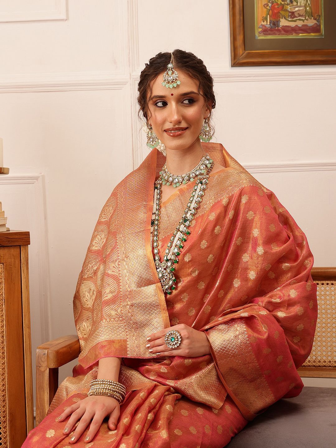 Silk Land Woven Design Zari  Kanjeevaram Saree with blouse piece