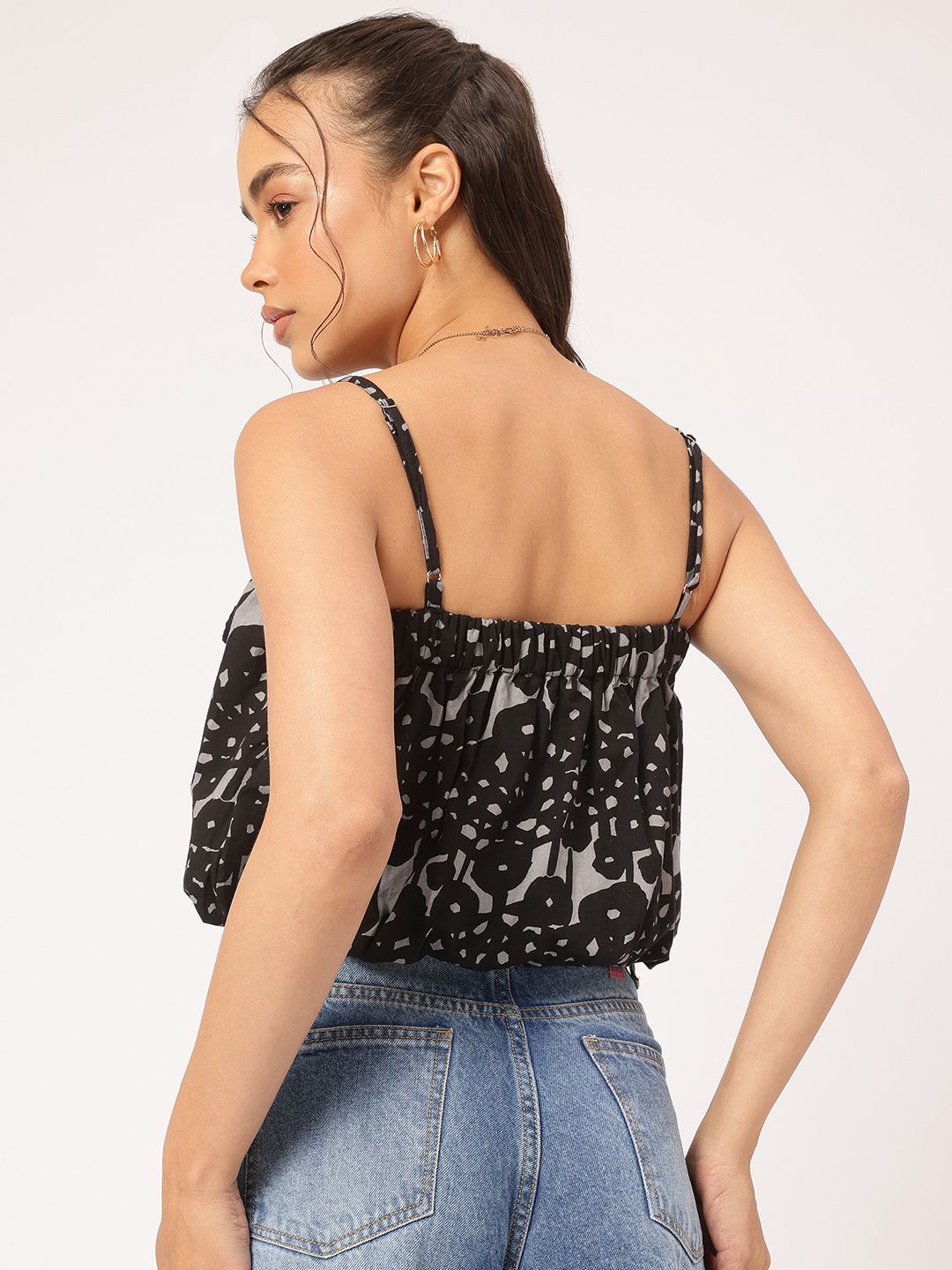 DressBerry Chic & Cheery Abstract Print Crop Blouson Top