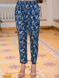 KALINI Floral Printed Straight Pure Cotton Kurta with Trousers & Dupatta