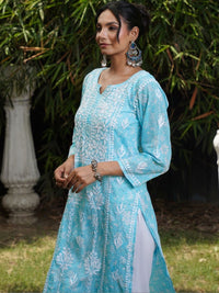 Rumah Chikankari Wanita Sulam Chikankari Cetakan Indie Kurta